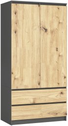 SZAFA S90 2D 2SZ CLP PK GRAFIT SZARY / DĄB ARTISAN