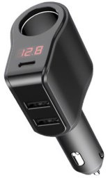 Ładowarka samochodowa 12/24V 45W USB Typ-C,  2x USB, gniazdo zapalniczki