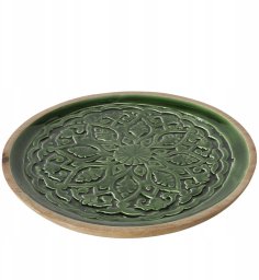 Drewniany talerz ze żłobionym wzorem GRELO, Ø 30 cm