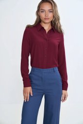 Klasyczna koszula z wiskozy - bordo - K87 (kolor bordo, rozmiar 38)