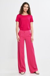 Spodnie wide leg z kantem - róż - SD112 (kolor róż, rozmiar 42)