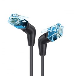 Kabel sieciowy patchcord Cat6a UTP kątowy obrotowy 0,5m slim czarny