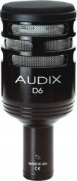 Mikrofon dynamiczny instrumentalny Audix D6 kick-drumy boxy bęben basowy