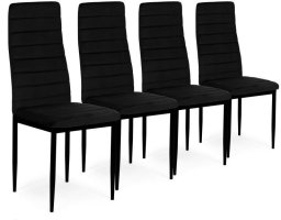 Krzesła z wyprofilowanym oparciem- VELVET CZARNE - 4 sztuki