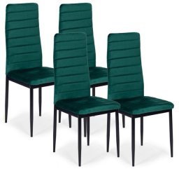 Krzesła z wyprofilowanym oparciem- VELVET ZIELONY - 4 sztuki
