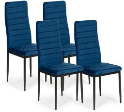 Krzesła z wyprofilowanym oparciem- VELVET NIEBIESKI - 4 sztuki