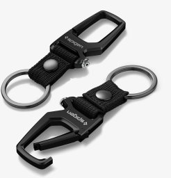 Spigen Carabiner With KeyRing 2 Pack, black