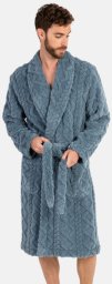 Szlafrok męski polarowy L746311- L długi szaro-niebieski warkocz