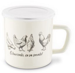 Kubek emaliowany z pokrywką 1000 ml O kurczaki