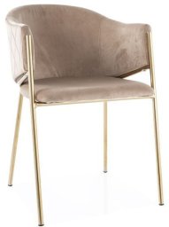 Krzesło welurowe BONO VELVET beżowe/złote
