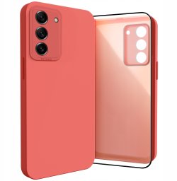 Hello Case Etui do Samsung Galaxy S21 FE (Silikonowe, Osłona Kamery, Czerwone) Szkło