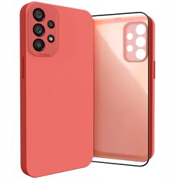 Etui do Samsung Galaxy A53 5G (Silikonowe, Osłona Kamery, Czerwone)   Szkło