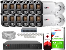 Zestaw do monitoringu IP KEEYO 12x LV-V-IP5M25TF-ADC 5Mpx, aktywne odstraszanie, podwójne oświetlenie