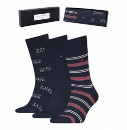 Tommy Hilfiger vyriškos kojinės 3 vnt. dovanų dėžutėje, tamsiai mėlynos