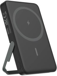 Išorinė baterija 5000 mAh DELTACO, su stoveliu, bevielė, PD 20 W, magnetas, juoda / PB-Q1007 / 1903254