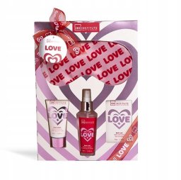 Rinkinys IDC Institute In Love: kūno losjonas, kūno dulksna, 90 ml + vonios druska, 50 g + miego kaukė