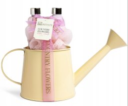 Rinkinys IDC Institute Country Flowers Watercan: dušo želė, 100 ml + kūno losjonas, 100 ml + plaušinė, 1 vnt.