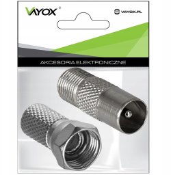 Zestaw złącze wtyk ant. – gni. "F" + wtyk "F" 6,8mm VA0093 Vayox Pak.