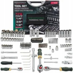 Zestaw narzędzi 179el. 1/4" 3/8" 1/2" (6-kątnych)