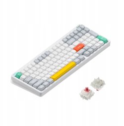 NuPhy - Halo96 V2 QMK/VIA Wireless Mechanical Keyboard Ionic White / Silent Red Clear-Top (45gf)