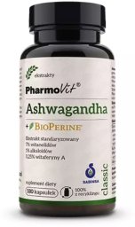 Pharmovit Ashwagandha + BioPerine suplement diety 180 kapsułek 150ml