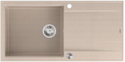 Zlewozmywak GraniteQ EVAN 146 XL zlewozmywak z syfonem Push 2 Open 1-komorowy z/o (1000x500x210; kom. 420x480) pearl beige / elementy stalowe