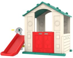 Domek Ogrodowy 3w1 dla dzieci Zielony Dach + Zjeżdżalnia + Koszykówka EDUKAMP
