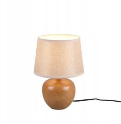 Table lamp REALITY Luxor, 1 x E14, max 40W, cream/wood color, o18 x 26 cm
