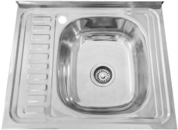 Sink TREDI, top-mounted, stainless steel, with siphon set, left, 60 x 50 cm