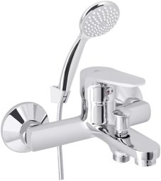 Bathroom faucet RUBINETA LUKA-10/K, short spout, with shower system