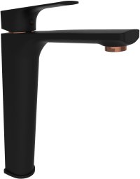 Washbasin faucet RUBINETA MODENA-18/D, black with rose gold detail, high