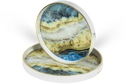 Decorative glass tray MARBLE, round, 45 x 45 x 4 cm