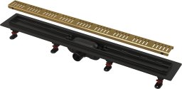 Shower channel ALCA APZ10BLACK-850BRASS, with bronze-coloured grate, 60 x 850 x 75 mm