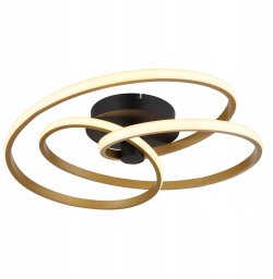 Ceiling LED lamp GLOBO GLYXAR, 40W, 3000K, 4480lm, matte black/gold color, o56x16cm