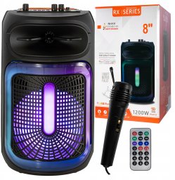 Mocny Przenośny Głośnik Boombox Bluetooth Usb Sd Aux Radio Mikrofon Karaoke