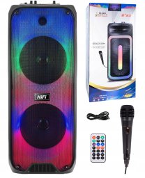 Mocny Przenośny Głośnik Boombox Bluetooth Usb Sd Aux Radio Mikrofon Karaoke