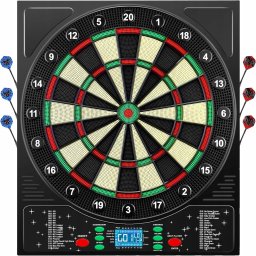 Coanhctm Elektroniczna tarcza do darta 12 rzutek 34 gry dla 1-8 graczy