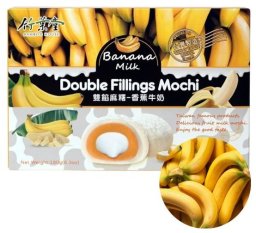 Mochi z podwójnym nadzieniem banany i śmietanka double filling japońskie owocowe ciastka ryżowe180g