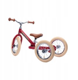 Pierwszy rowerek trójkołowy dziecięcy biegowy 2w1 czerwony matowy Trybike vintage 3wheeler