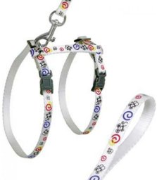 KITTEN HARNE AND LEASH WHITE 20-35CM10MM