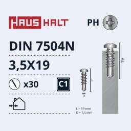 AJmaker SELF SCREWS 3.5X19 DIN7504N ZN 30PCS