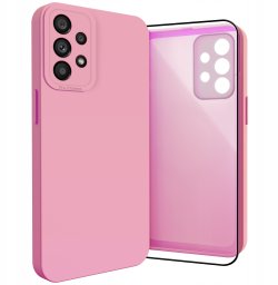 Etui do Samsung Galaxy A53 5G (Osłona Kamery, Różowe, Ochronne)   Szkło 9H