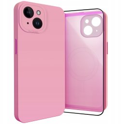 Etui do Apple iPhone 14 (Do Magsafe, Osłona Kamery, Różowe, Case)   Szkło