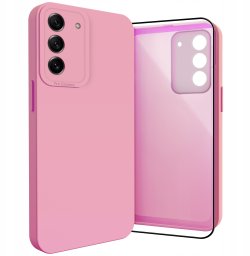 Etui do Samsung Galaxy S21 FE (Osłona Kamery, Różowe, Ochronne)   Szkło 9H