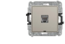 MINI Mechanizm gniazda komputerowego pojedynczego 1xRJ45, kat. 5e, ekranowany, 8-stykowy, bez pola opisowego taupe 60MGKBO-1e