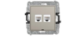 MINI Mechanizm gniazda komputerowego podwójnego 2xRJ45, kat. 5e, 8-stykowy, bez pola opisowego taupe 60MGKBO-2