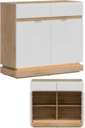 Komoda dwudrzwiowa z szufladami do pokoju Dąb Cremona Biały MILTON ML02