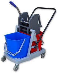 Wózek do sprzątania S4 dwuwiaderkowy dwa wiadra 2 x 15L z prasą