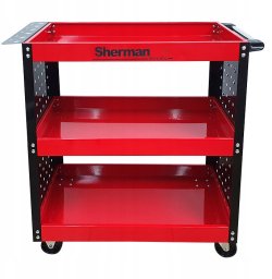 Wózek trzypółkowy warsztatowy narzędziowy 3PA cz ze ściankami Sherman