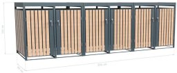 Westmann Metalowy kosz na śmieci Planta | 6x240 Dł. | Skrzynia na śmieci z dachem roślinnym | 84x396x124 cm